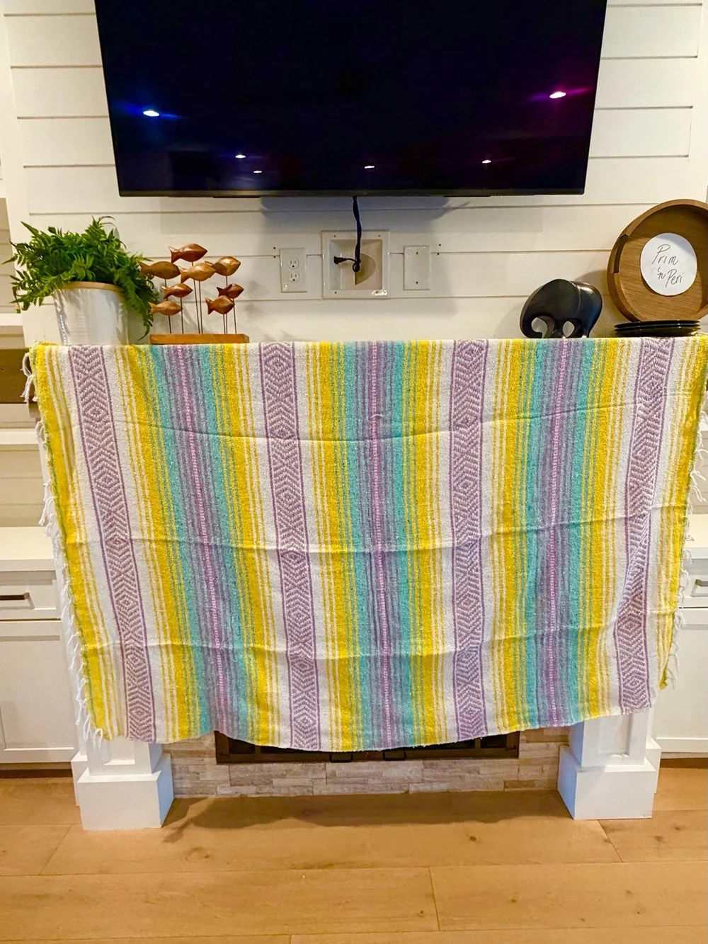 Mexican Falsa Blanket – Woven Striped Serape Throw with Fringe